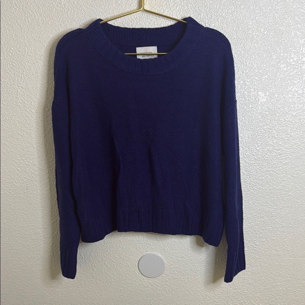 NWT- STITCHES + STRIPED- Women's sapphire Blue Sweater- Walker Pullover